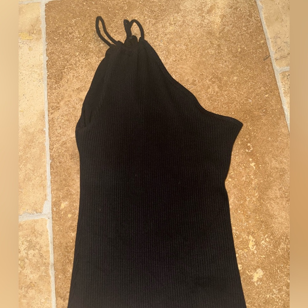 The Range Alloy Rib One-Shoulder Tie Tank – Black | Size Small - Picture 2 of 3